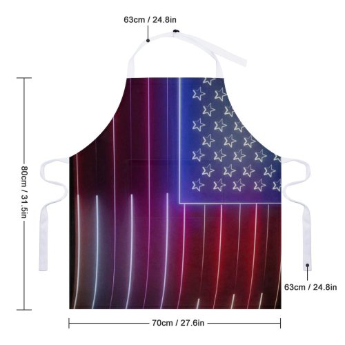 yanfind Custom aprons 4th July Creative Democracy Flag Fourth Futuristic Independence 4 Jul National Neon white white-style1 70×80cm