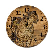 yanfind Fashion PVC Wall Clock Big Portrait Cat Outdoors Wild Leopard Safari Wildlife Danger Cheetah Mute Suitable Kitchen Bedroom Decorate Living Room