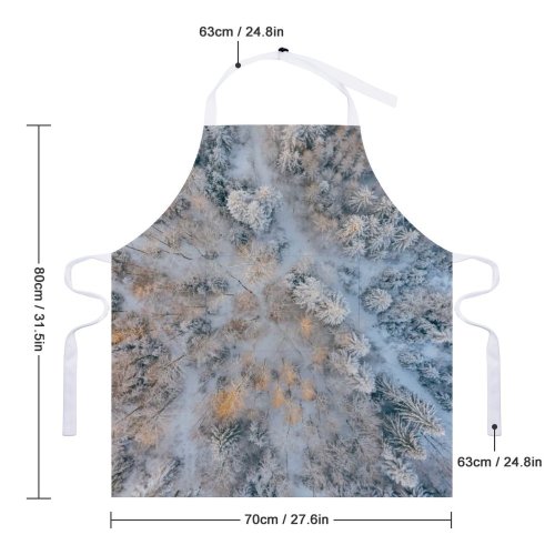 yanfind Custom aprons Above Aerial Shot Daylight Forest Frost Frozen Outdoors Path Snow Trees white white-style1 70×80cm