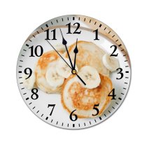 yanfind Fashion PVC Wall Clock Banana Breakfast Calories Carbohydrate Ceramic Plate Cooked Cuisine Culinary Delicious Dishware Mute Suitable Kitchen Bedroom Decorate Living Room