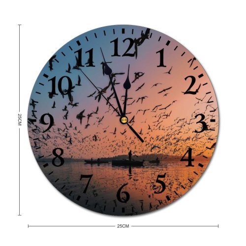 yanfind Fashion PVC Wall Clock Beak Bird Boat Calm Creature Dusk Evening Feather Flight Flock Fly Fowl Mute Suitable Kitchen Bedroom Decorate Living Room
