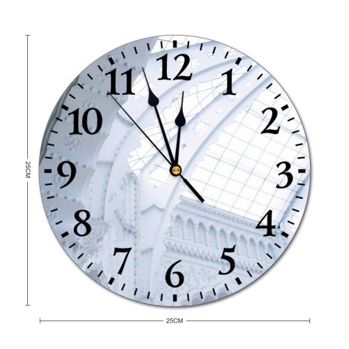 yanfind Fashion PVC Wall Clock Aged Arch Architecture Attract Building Carve Ceiling Classic Column Construction Decor Mute Suitable Kitchen Bedroom Decorate Living Room