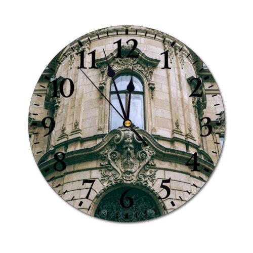 yanfind Fashion PVC Wall Clock Architecture Attract Building City Classic Construction Design Destination Detail District Door Mute Suitable Kitchen Bedroom Decorate Living Room