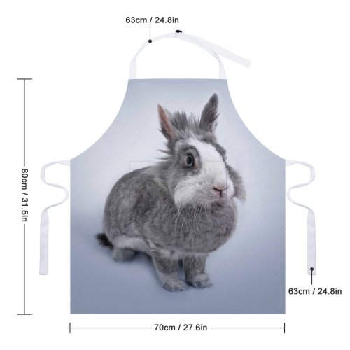 yanfind Custom aprons Adorable Cute Easter Fluffy Fur Grey Light Little Pet Portrait Rabbit white white-style1 70×80cm