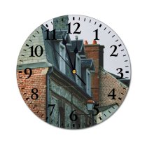 yanfind Fashion PVC Wall Clock Accommodation Aged Apartment Architecture Brick Building City Cloudless Community Construction District Dwell Mute Suitable Kitchen Bedroom Decorate Living Room
