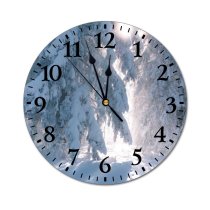 yanfind Fashion PVC Wall Clock Branch Coniferous Countryside Daylight Evergreen Fir Forest Freeze Frost Frozen Mute Suitable Kitchen Bedroom Decorate Living Room