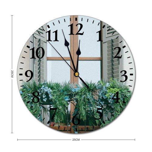 yanfind Fashion PVC Wall Clock Aged Ancient Architecture Balcony Building Classic Construction Decor Decorative Detail Door Dwell Mute Suitable Kitchen Bedroom Decorate Living Room
