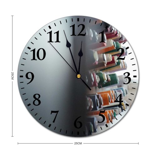 yanfind Fashion PVC Wall Clock Bobbin Diversity Organized Rainbow Reel Sewing Sorted Variety Yarn Roll Mute Suitable Kitchen Bedroom Decorate Living Room