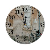 yanfind Fashion PVC Wall Clock Aged Architecture Asphalt Bicycle Bike Building City Construction Crosswalk Detail District Dwell Mute Suitable Kitchen Bedroom Decorate Living Room