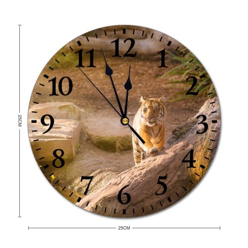 yanfind Fashion PVC Wall Clock Big Travel Cat Outdoors Wild Hunter Jungle Tropical Safari Wildlife Mute Suitable Kitchen Bedroom Decorate Living Room