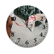 yanfind Fashion PVC Wall Clock Adorable Anonymous Casual City Creature Crop Dog Ethnic Faceless Female Footpath Mute Suitable Kitchen Bedroom Decorate Living Room
