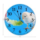 yanfind Fashion PVC Wall Clock Beak Chick Eat Feathers Fingers Focus Lettuce Poultry Vegetable Mute Suitable Kitchen Bedroom Decorate Living Room