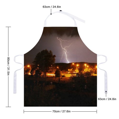 yanfind Custom aprons Storm Dark Tree Thunder Landscape Night white white-style1 70×80cm