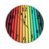 yanfind Fashion PVC Wall Clock Abstract Art Artistic Pencils Colorful Coloring Colour Crayons Creativity Design Draw Insubstantial Mute Suitable Kitchen Bedroom Decorate Living Room