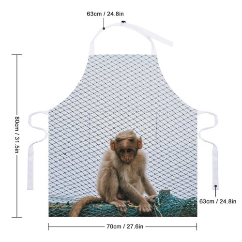 yanfind Custom aprons Adorable Cute Fence Fur Macaque Monkey Net Primate Web Wildlife white white-style1 70×80cm