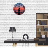 yanfind Fashion PVC Wall Clock Beach Blurred Cheerful Colorful Dusk Enjoy Evening Excited Female Freedom Glad Mute Suitable Kitchen Bedroom Decorate Living Room