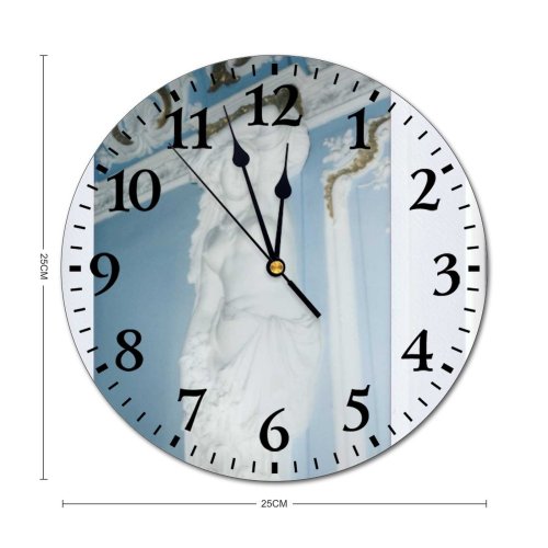yanfind Fashion PVC Wall Clock Aged Ancient Architecture Art Bas Relief Beautiful Building Classic Column Destination Mute Suitable Kitchen Bedroom Decorate Living Room