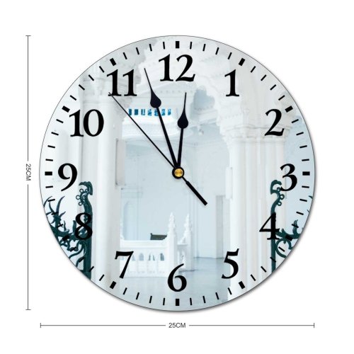yanfind Fashion PVC Wall Clock Arch Architecture Attract Building Castle Classic Column Construction Decor Decoration Decorative Mute Suitable Kitchen Bedroom Decorate Living Room