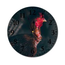 yanfind Fashion PVC Wall Clock Bird Farm Chicken Portrait Hen Outdoors Wildlife Feather Profile Poultry Avian Mute Suitable Kitchen Bedroom Decorate Living Room