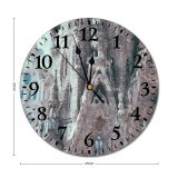 yanfind Fashion PVC Wall Clock Aged Ancient Architecture Art Attract Barcelona Basilica Carve Cathedral Catholic Church City Mute Suitable Kitchen Bedroom Decorate Living Room