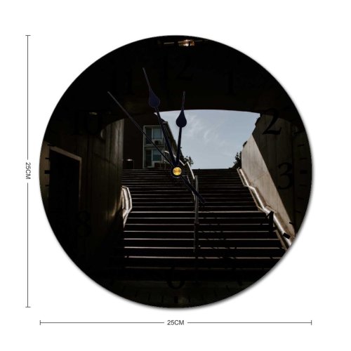 yanfind Fashion PVC Wall Clock Architecture Building City Construction Contemporary Corridor Dark Design Destination District Downtown Empty Mute Suitable Kitchen Bedroom Decorate Living Room