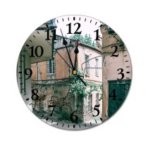 yanfind Fashion PVC Wall Clock Accommodation Aged Alley Apartment Architecture Area Block Building City Complex Construction Daytime Mute Suitable Kitchen Bedroom Decorate Living Room