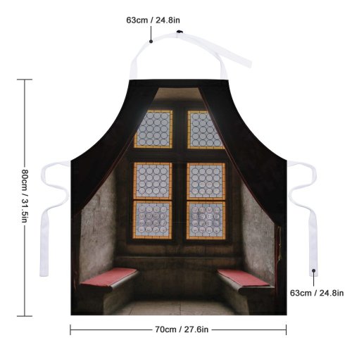 yanfind Custom aprons Aged Ancient Architecture Attract Bench Building Castle Cloth Curtain Daylight Daytime white white-style1 70×80cm