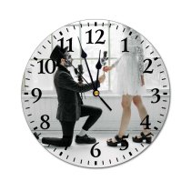 yanfind Fashion PVC Wall Clock Attire Beautiful Roses Blonde Bridal Bride Groom Facial Expression Fashion Fashionable Festival Mute Suitable Kitchen Bedroom Decorate Living Room