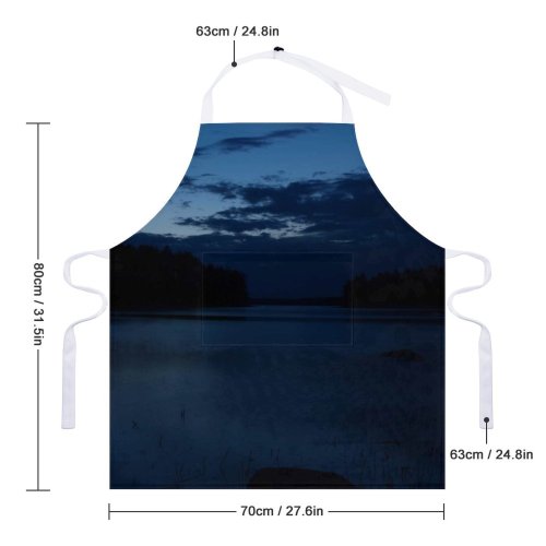 yanfind Custom aprons Night Lake Landscape Dark white white-style1 70×80cm