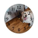yanfind Fashion PVC Wall Clock Adorable Anonymous Apartment Home Cozy Creature Crop Cup Curious Dog Mute Suitable Kitchen Bedroom Decorate Living Room