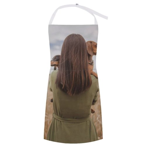 yanfind Custom aprons Adorable Anonymous Blurred Calm Cloudy Countryside Cute Daytime Dog Dress Elegant white white-style1 70×80cm