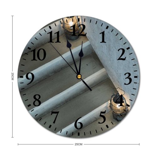 yanfind Fashion PVC Wall Clock Apartment Architecture Building Cement Concrete Construction Corridor Cottage Decor Decoration Decorative Mute Suitable Kitchen Bedroom Decorate Living Room