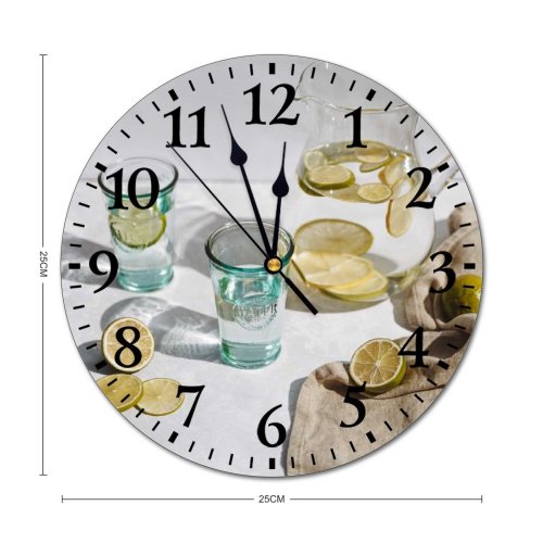 yanfind Fashion PVC Wall Clock Aqua Art Beverage Citrus Concept Creative Decoration Delicious Diet Drapery Drop Mute Suitable Kitchen Bedroom Decorate Living Room