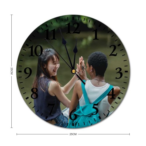 yanfind Fashion PVC Wall Clock Friend Blurred Carefree Cheerful Communicate Content Delight Diverse Enjoy Mute Suitable Kitchen Bedroom Decorate Living Room