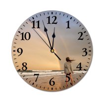 yanfind Fashion PVC Wall Clock Admire Anonymous Barefoot Beach Coast Coastline Colorful Embankment Faceless Female Flying Freedom Mute Suitable Kitchen Bedroom Decorate Living Room