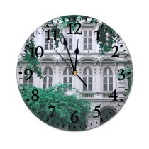 yanfind Fashion PVC Wall Clock Aged Arched Architecture Building City Classic Construction Daytime Decor Decoration Detail Mute Suitable Kitchen Bedroom Decorate Living Room