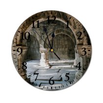 yanfind Fashion PVC Wall Clock Abandoned Aged Ancient Arch Archaeology Arched Architecture Archway Art Building Classic Colonnade Mute Suitable Kitchen Bedroom Decorate Living Room