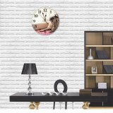 yanfind Fashion PVC Wall Clock Bull Dog Eyes Funny Fur Pet Portrait Sit Snout Studio Window Young Mute Suitable Kitchen Bedroom Decorate Living Room
