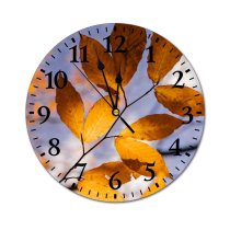 yanfind Fashion PVC Wall Clock Autumn Blurred Botany Branch Countryside Deciduous Delicate Detail Fall Flora Foliage Forest Mute Suitable Kitchen Bedroom Decorate Living Room