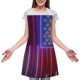 yanfind Custom aprons 4th July Creative Democracy Flag Fourth Futuristic Independence 4 Jul National Neon white white-style1 70×80cm