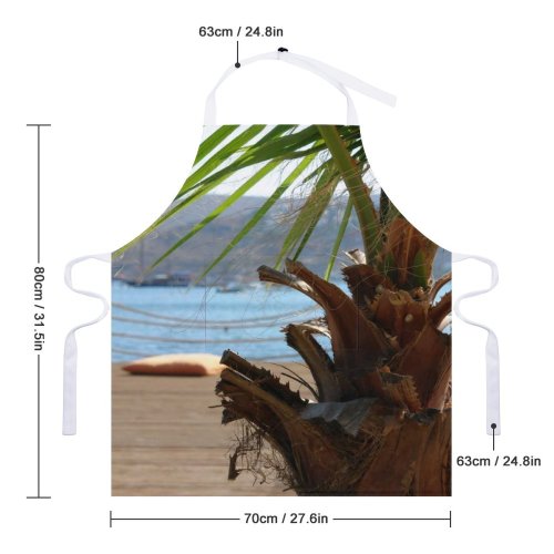 yanfind Custom aprons Palms Tree Sea Coast Landscape Plant Pier white white-style1 70×80cm