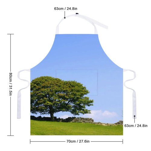 yanfind Custom aprons Oak Tree Landscape Rural Field Sunny Shade Outdoors Beauty Scenic white white-style1 70×80cm