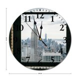 yanfind Fashion PVC Wall Clock Accommodation America Apartment Architecture Building Center Central City Cityscape Cloudy Construction Mute Suitable Kitchen Bedroom Decorate Living Room