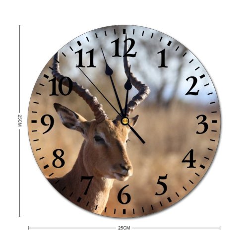 yanfind Fashion PVC Wall Clock Antelope Antler Barbaric Buck Bush Daylight Deer Field Game Gazelle Grass Mute Suitable Kitchen Bedroom Decorate Living Room