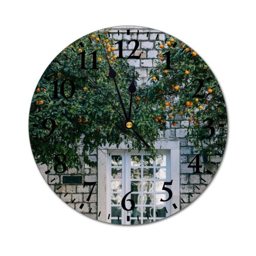 yanfind Fashion PVC Wall Clock Abundance Branch Brick Wall Bunch Citrus Cultivate Delicious Dense Diet Edible Flora Mute Suitable Kitchen Bedroom Decorate Living Room