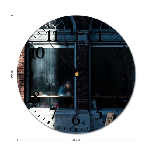 yanfind Fashion PVC Wall Clock Arched Architecture Building Café Center City Construction Contemporary Daylight Daytime District Facade Mute Suitable Kitchen Bedroom Decorate Living Room