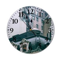 yanfind Fashion PVC Wall Clock Aged Arched Architecture Art Balcony Building City Construction Space Daytime Decor Decoration Mute Suitable Kitchen Bedroom Decorate Living Room