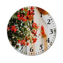 yanfind Fashion PVC Wall Clock Balcony Bloom Blurred Botany Building Cottage Cultivate Decorative Delicate Exterior Facade Mute Suitable Kitchen Bedroom Decorate Living Room