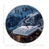 yanfind Fashion PVC Wall Clock Breathtaking Building Calm Cottage Countryside Daylight Destination Dwell Freeze Frost Frozen Highland Mute Suitable Kitchen Bedroom Decorate Living Room