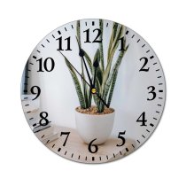 yanfind Fashion PVC Wall Clock Asparagaceae Assorted Botany Chest Drawers Commode Creative Daylight Decor Decoration Design Dracaena Mute Suitable Kitchen Bedroom Decorate Living Room